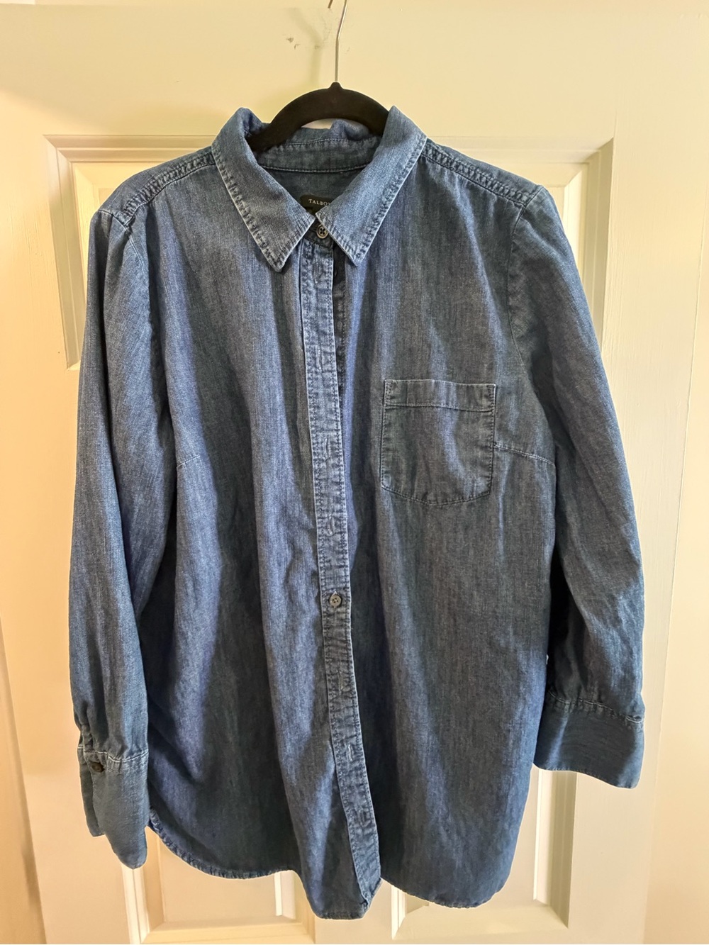 Talbots Denim Button-Front Shirt in Light Blue